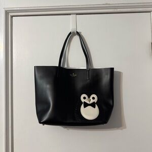 Kate Spade Black Leather Tote with Penguin